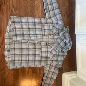 long sleeve flannel, warm.